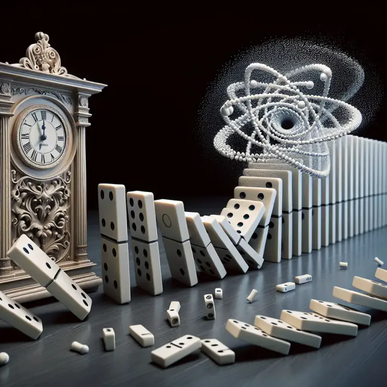 Visual representation of "determinism" - In physics, determinism is the idea that the universe's state at a certain time could predict its state at any other time.