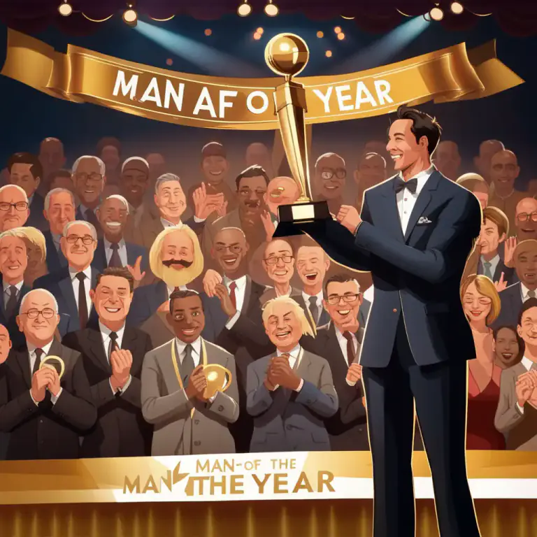 Visual representation of "man, woman, car, etc. of the year" - A title given to a person, object, or idea that has been notably excellent or influential during a specific year