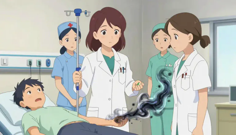 Visual representation of "iatrogenic" - Describes effects or conditions that are inadvertently caused by a healthcare professional's actions.