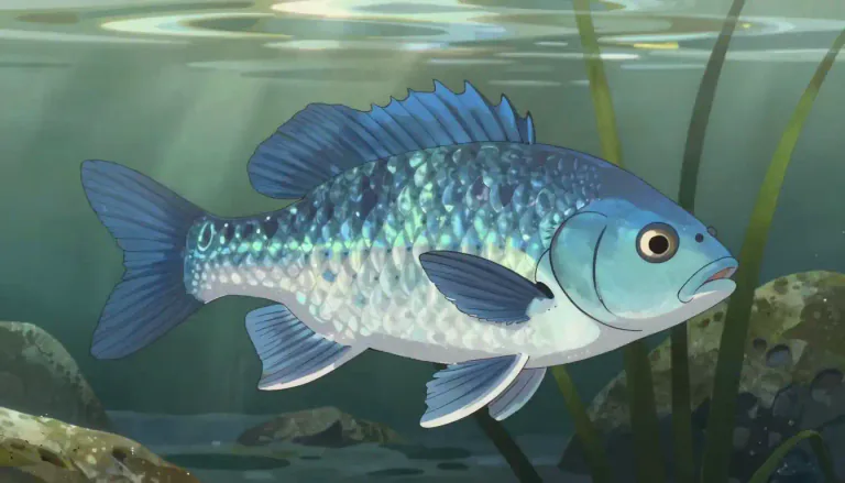 Visual representation of "bluegill" - A type of freshwater fish that is usually blue or silver, common in ponds and lakes in North America.