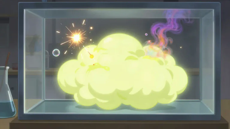 Visual representation of "reactive" - In chemistry, reactive refers to a substance that reacts with many others.