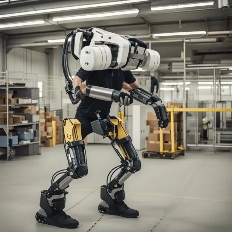 Visual representation of "exoskeleton" - A wearable device that provides support to the wearer, particularly in industrial or medical contexts.