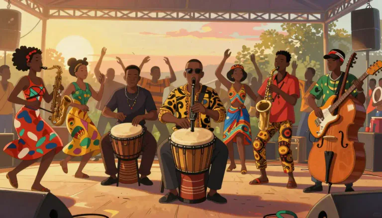 Visual representation of "afrobeat" - Afrobeat is a music genre that originated in West Africa in the 1960s and combines traditional African rhythms with jazz and funk elements.