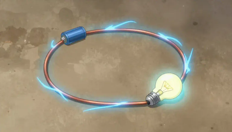 Visual representation of "circuit" - A complete and closed path around which an electrical current can flow.