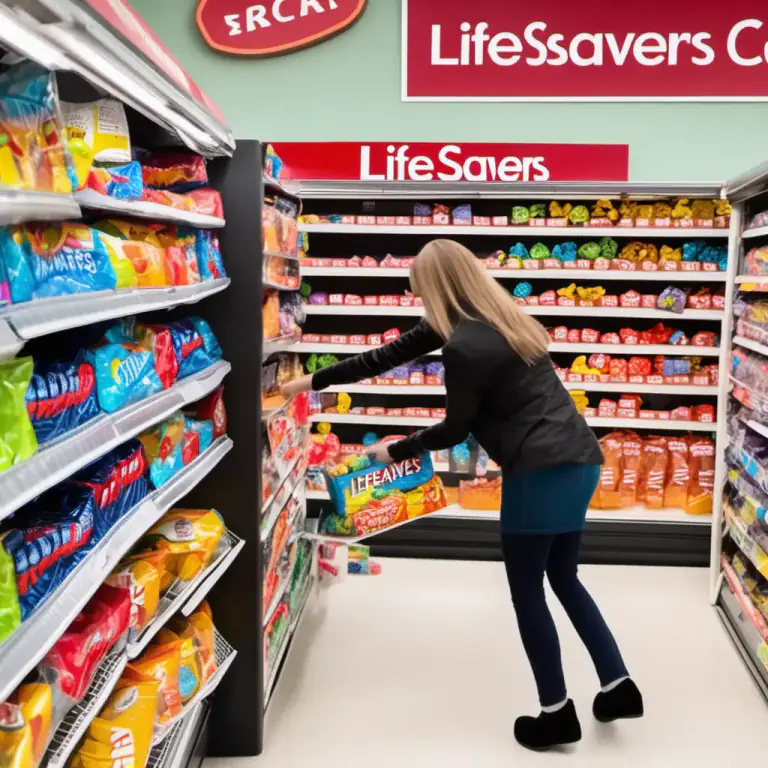 Visual representation of "lifesaver" - A candy that is round with a hole in the middle