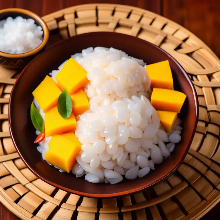 Visual representation of "glutinous" - Related to or made from certain types of Asian rice that are very sticky when cooked.
