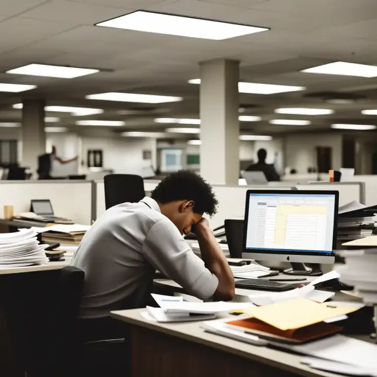 Visual representation of "be working overtime" - To work more hours than usual, especially in a job that is paid hourly