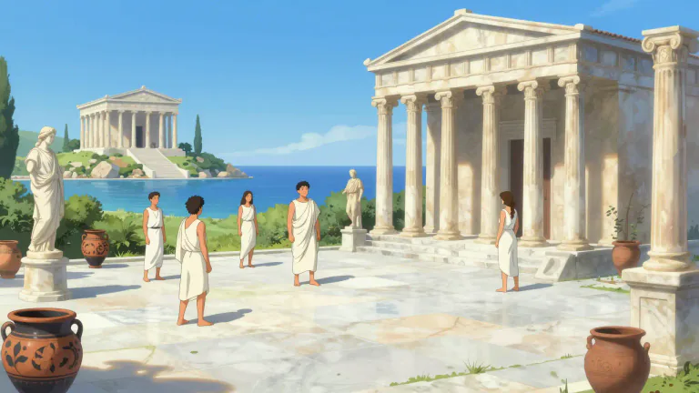 Visual representation of "hellenic" - Relating to Greece, its people, or its language.
