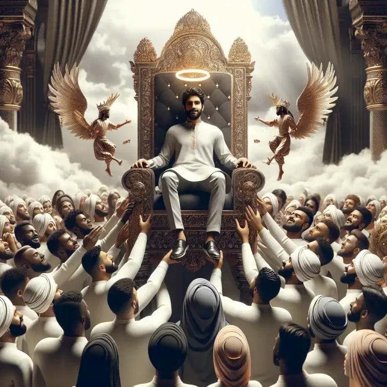 Visual representation of "exaltation" - The act of elevating someone in rank or power