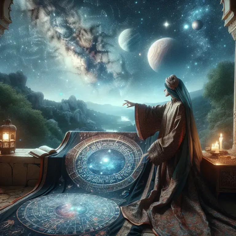 Visual representation of "saturnine" - Relating to the planet Saturn or the astrological influence considered to be governed by it.