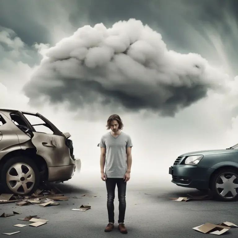 Visual representation of "fugue" - A period of loss of awareness, often caused by stress or trauma, where a person might act normally but later cannot remember anything that happened.