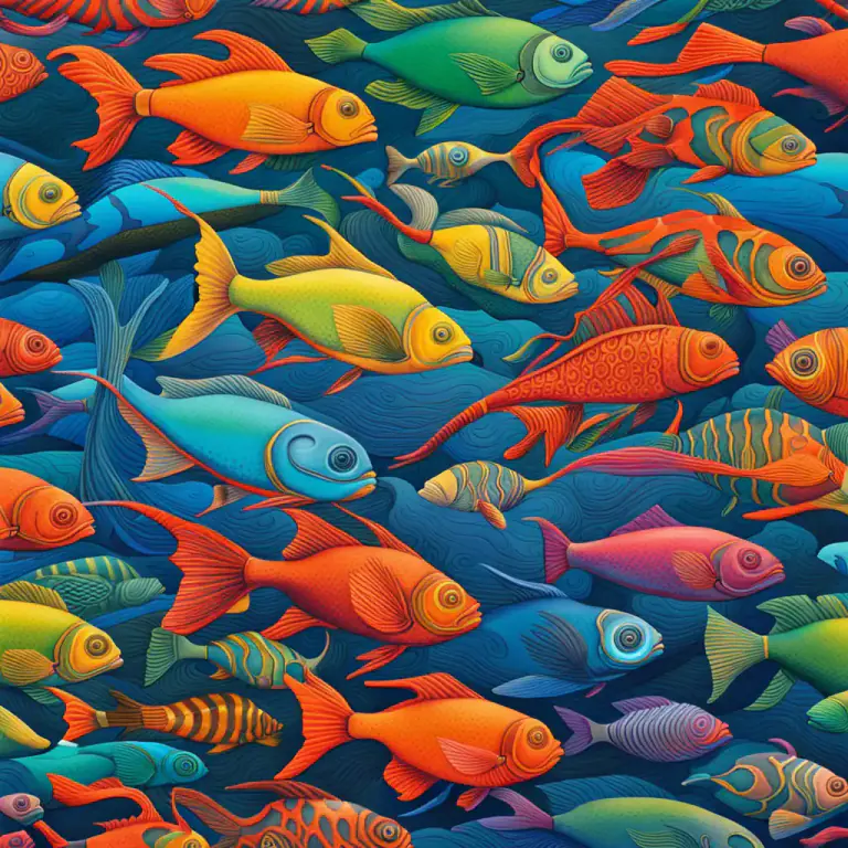 Visual representation of "school" - A group of fish swimming together