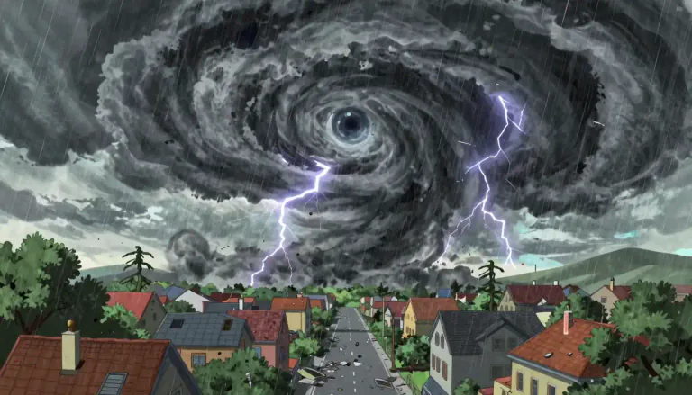 Visual representation of "cyclonic" - Related to a type of storm called cyclone