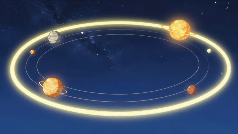 Visual representation of "zodiac" - A belt-shaped region in the sky in which the movements of the primary solar system bodies are confined.