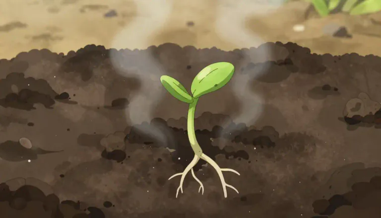Visual representation of "germinate" - When a seed or spore starts to grow