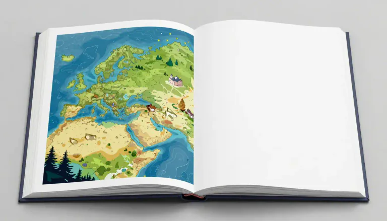 Visual representation of "frontispiece" - An illustration facing the title page of a book