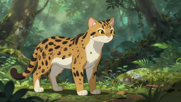 Visual representation of "ocelot" - A medium-sized wild cat that lives in South and Central America and the southwestern part of the United States.