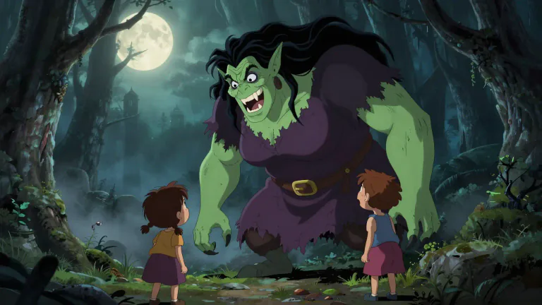 Visual representation of "ogress" - A woman who is regarded as cruel, wicked, or grotesque, especially in children’s fairy tales or myth