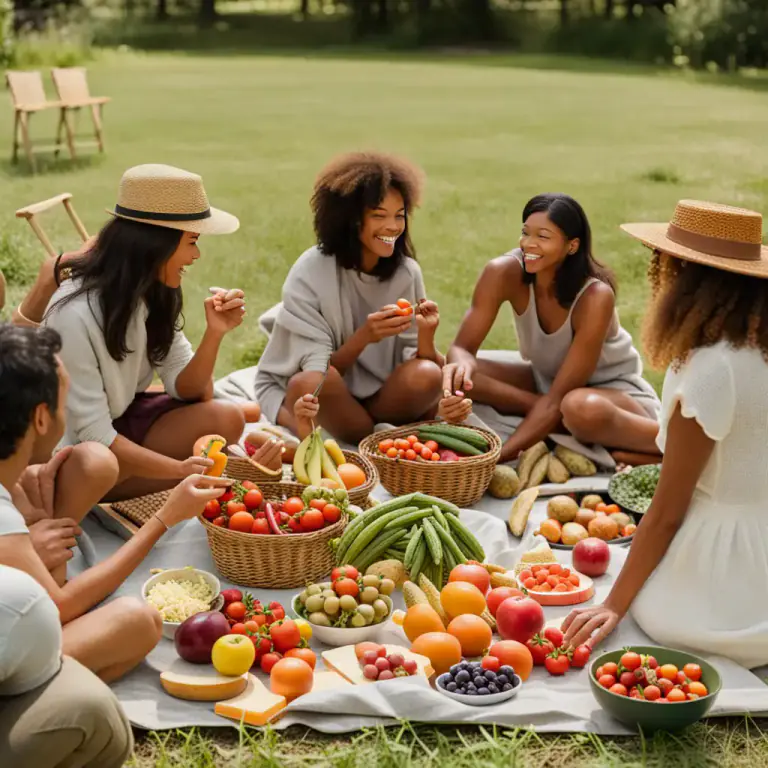 Visual representation of "feast" - To eat a large amount of food, usually at a social event.