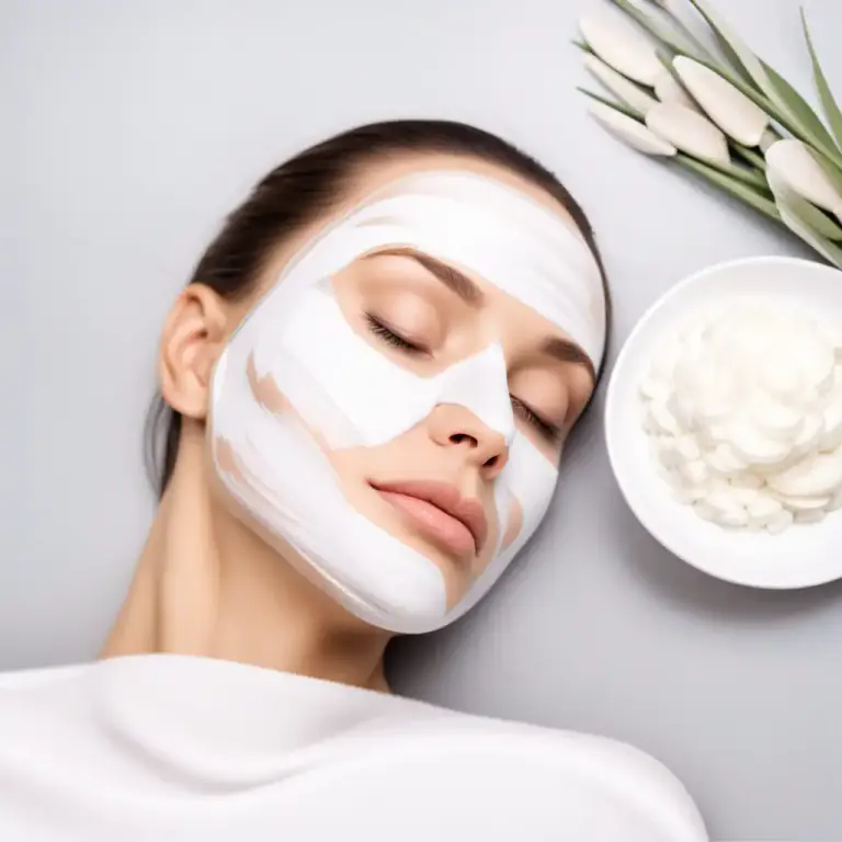 Visual representation of "mask" - A cosmetic treatment applied to the face to improve the skin.