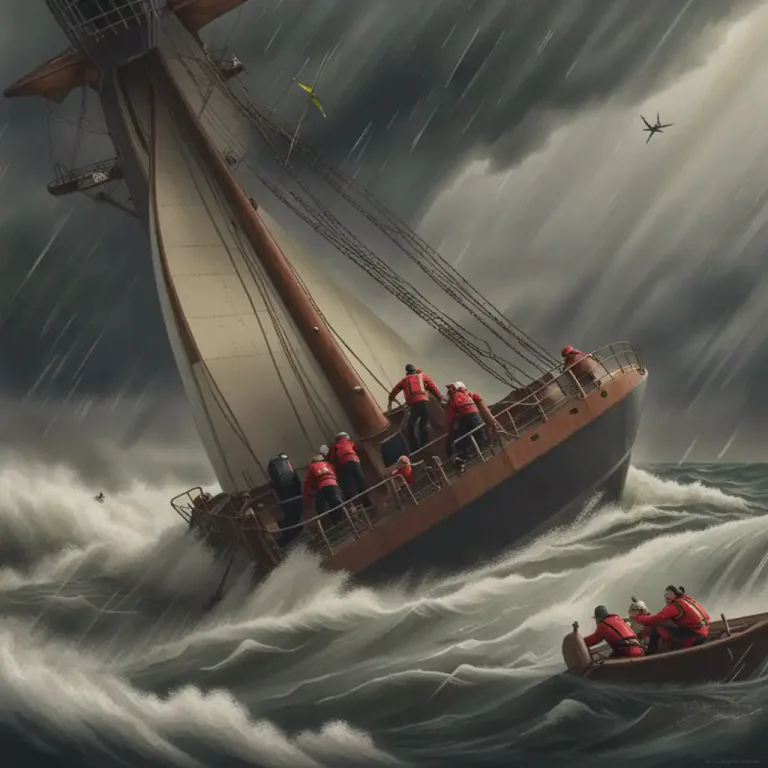 Visual representation of "go overboard" - To fall off a boat or ship into the water