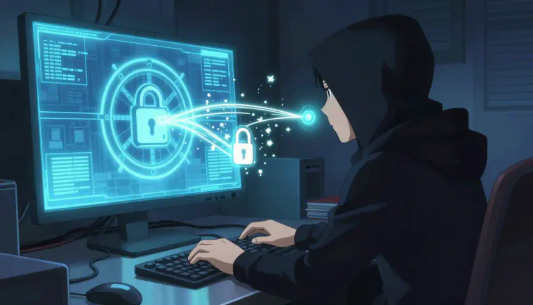 Visual representation of "hacker" - A person who uses computers to get unauthorized access to data.