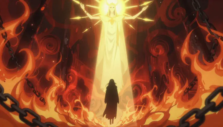Visual representation of "damnation" - Punishment that continues forever given by God to people who have done bad things after they die