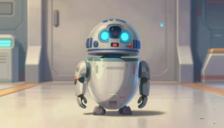 Visual representation of "droid" - A robot, especially one in a movie or book