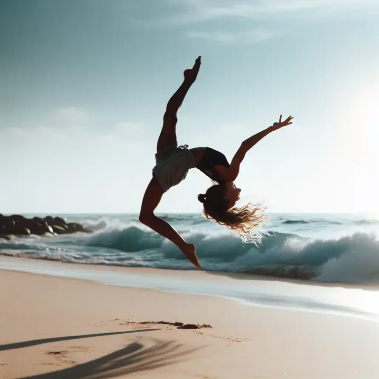 Visual representation of "cartwheel" - To perform a motion where you flip your body sideways in a circular motion