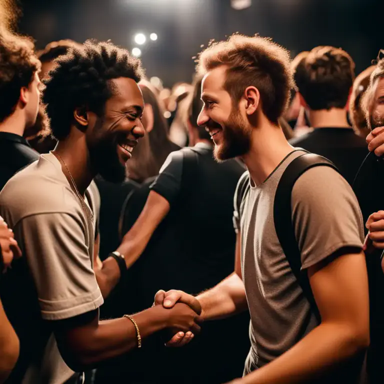 Visual representation of "link up" - To meet or engage with someone