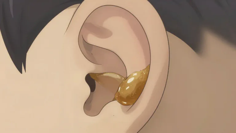 Visual representation of "cerumen" - The brownish yellow substance that is secreted in the human ear for protection. It is also called earwax.