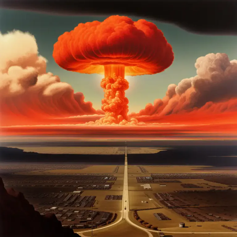 Visual representation of "mushroom" - A cloud of smoke and debris that expands in a shape similar to a mushroom.