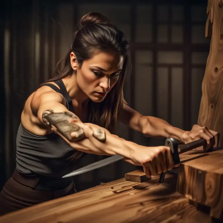 Visual representation of "ram into" - To push something forcibly into a substance or place.