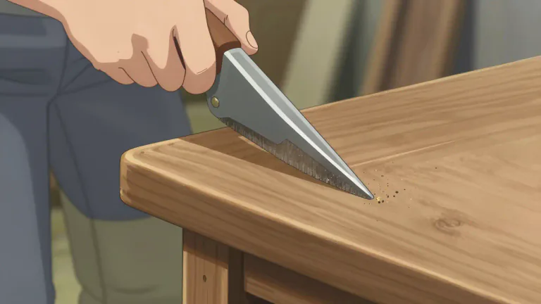 Visual representation of "chamfer" - A sloped or angled edge or corner in a solid material, usually a piece of wood or metal.