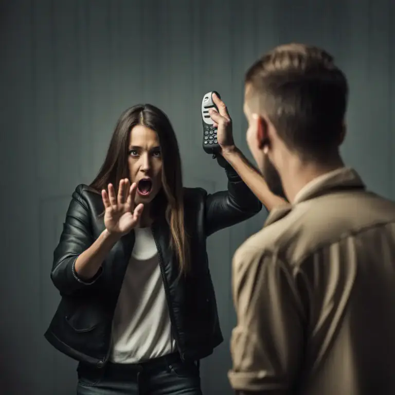 Visual representation of "raise a/your hand against/to somebody" - To threaten or show intention to harm or punish someone