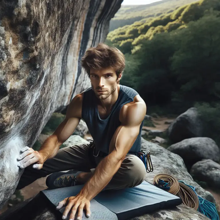 Visual representation of "dosser" - Another term for a 'bouldering mat', a protective pad placed on the ground while rock climbing to prevent injuries from falls.