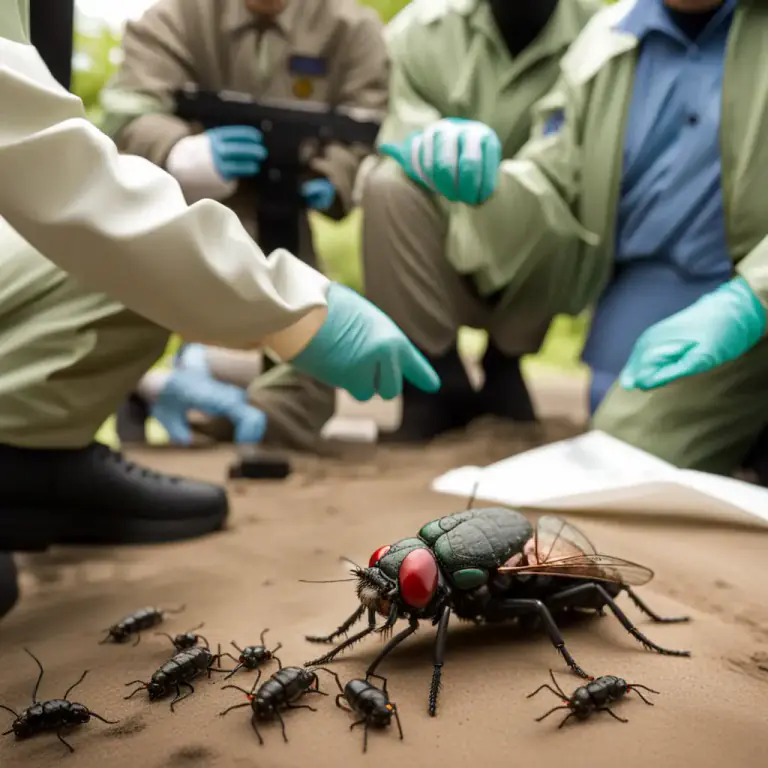 Visual representation of "blowfly" - A particular type of blowfly named 'Calliphoridae', often used in forensic investigations to determine time of death.