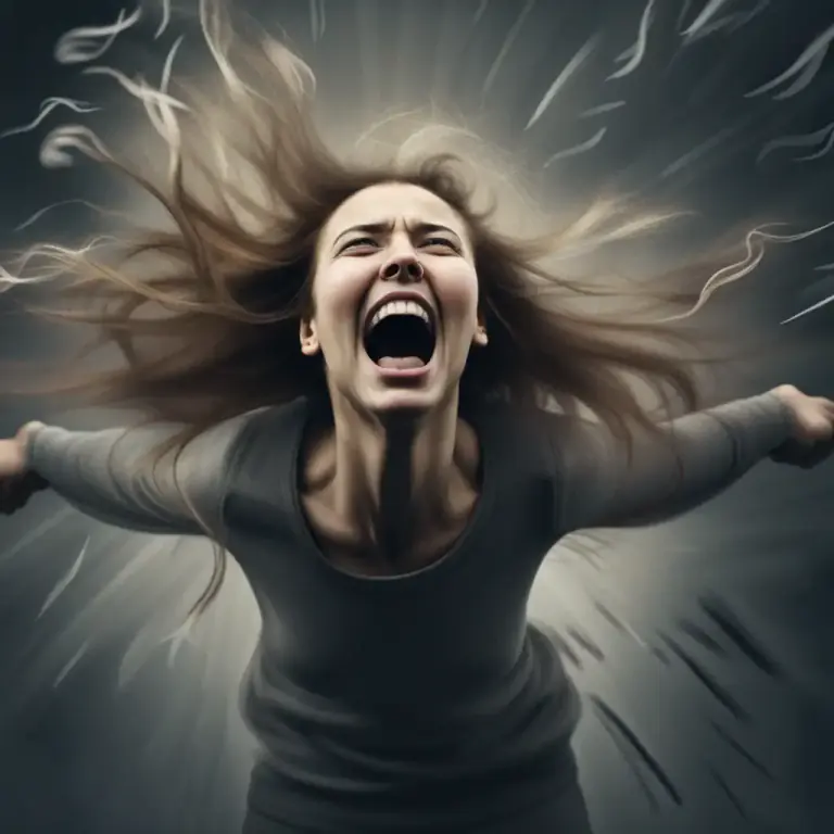 Visual representation of "manic" - Relating to or affected by mania.