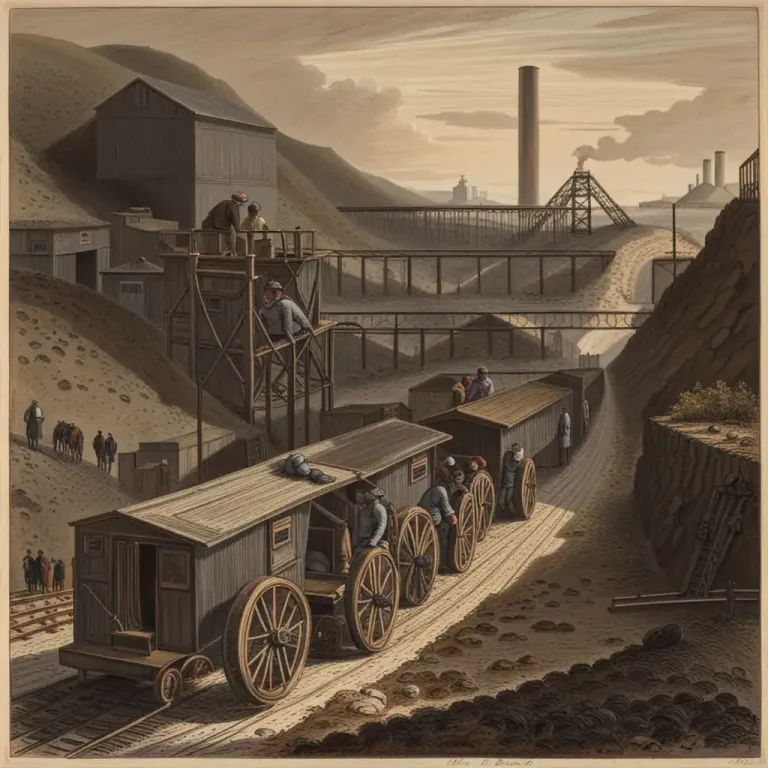 Visual representation of "tramway" - A set of tracks that are used for transporting goods in mining or other industrial activities
