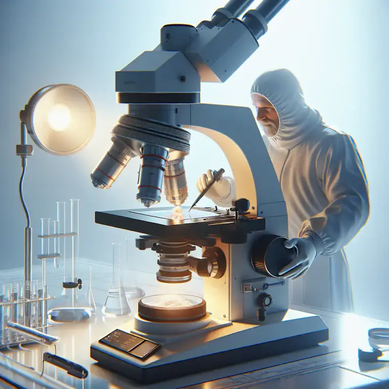 Visual representation of "condenser" - A lens that focuses light on a specimen.
