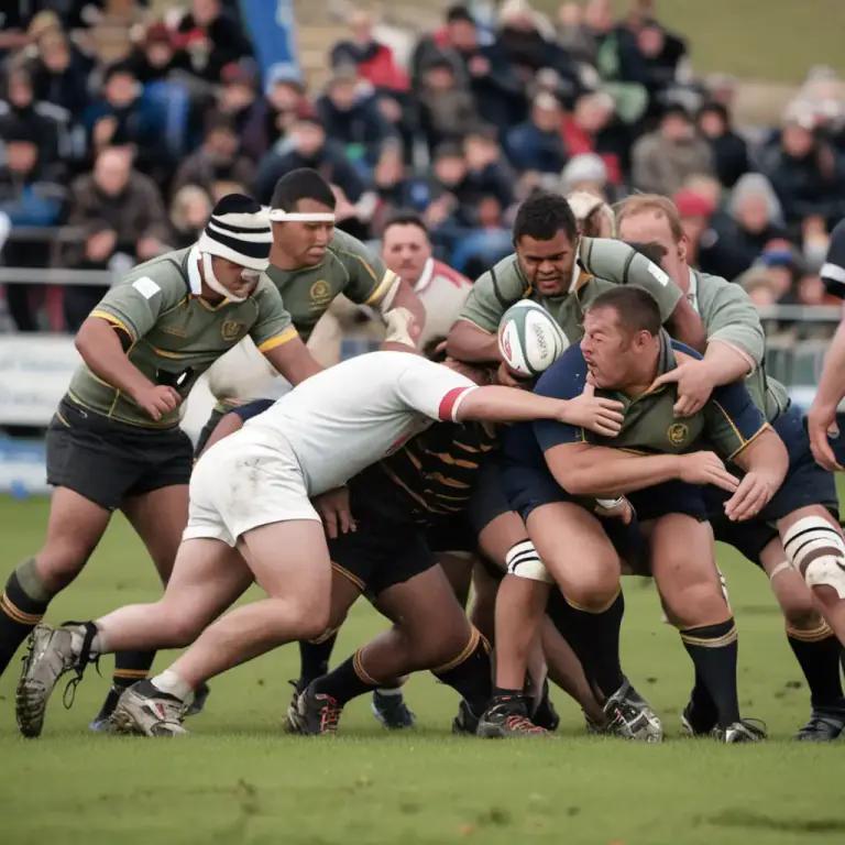 Visual representation of "ruck up" - In rugby, to perform a specific tackling maneuver.