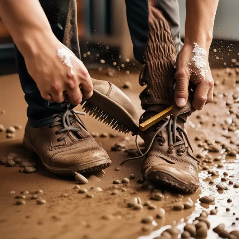 Visual representation of "scrub off" - To clean something by rubbing hard with a rough material