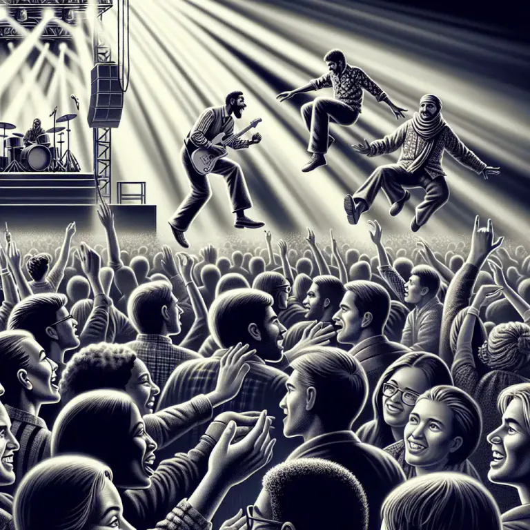 Visual representation of "mosh" - An area in front of the stage at a rock concert, where people mosh