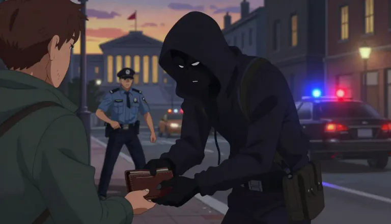 Visual representation of "crime" - An action that breaks a law and is punished by the law.