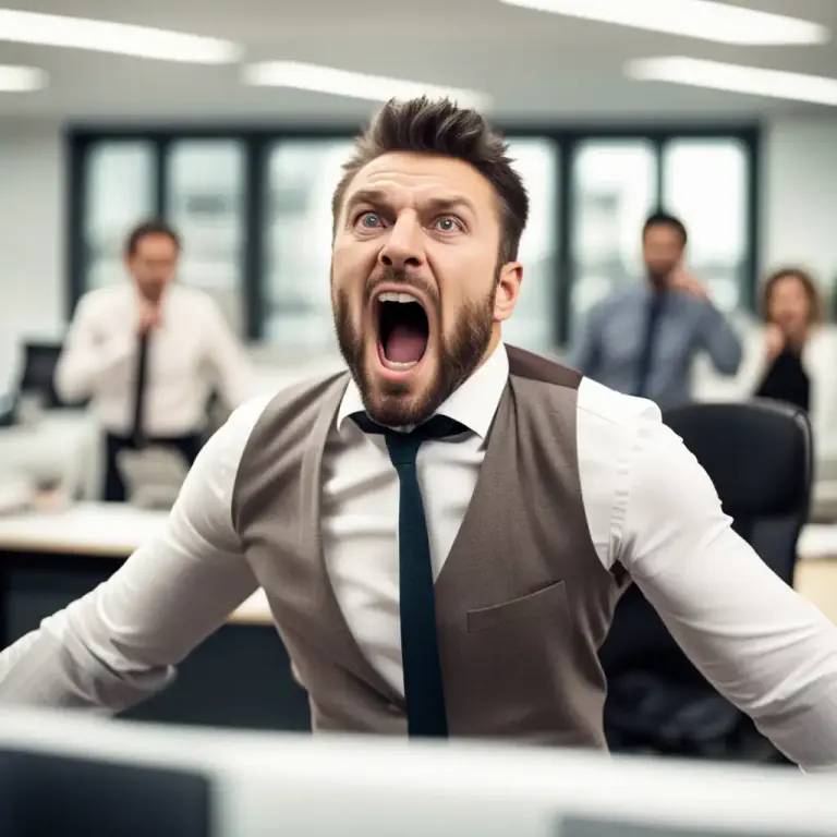 Visual representation of "blustery" - A person who is loudly assertive or violent in a boastful manner.