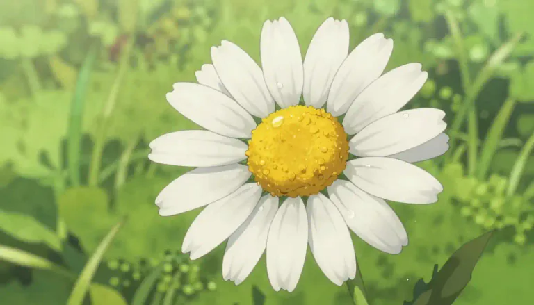 Visual representation of "daisy" - A common type of flower that is small and white or yellow in the center with white petals.
