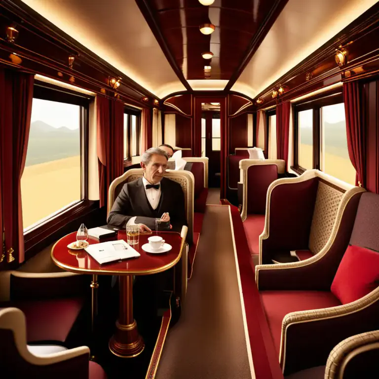 Visual representation of "compartment" - A private area on a train with seating for a fixed number of people