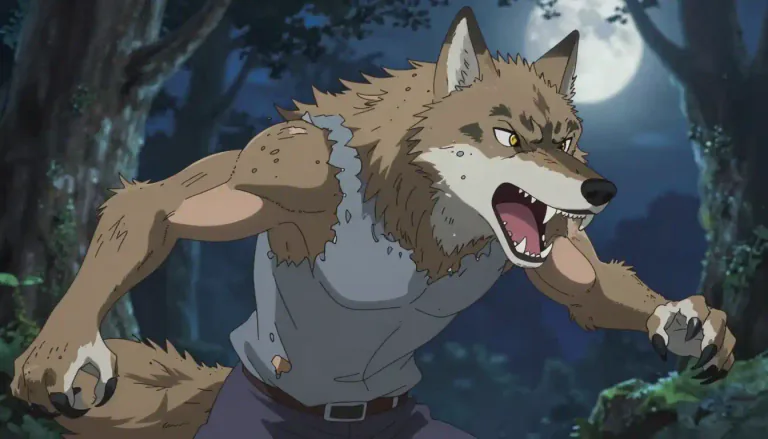 Visual representation of "werewolf" - A mythological or folkloric human with the ability to shape shift into a wolf or a therianthropic hybrid wolf-like creature.