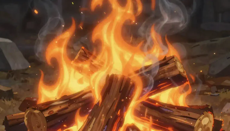 Visual representation of "fire" - A process in which substances combine chemically with oxygen from the air and typically give out bright light, heat, and smoke.