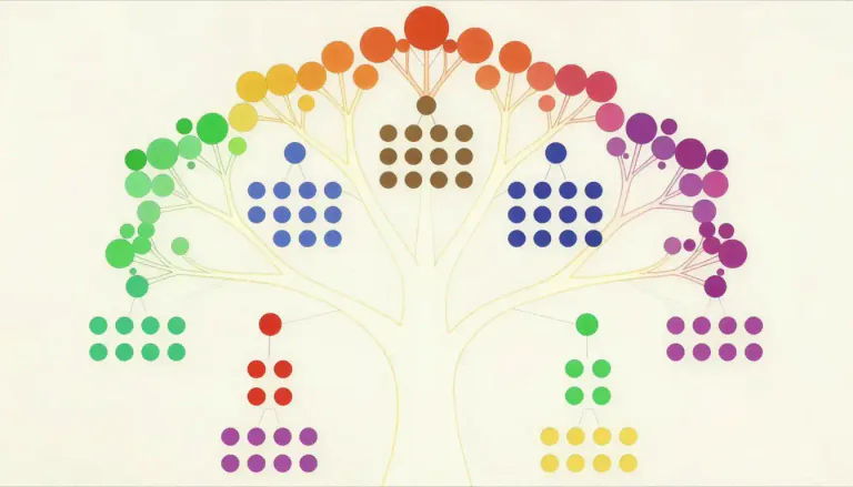 Visual representation of "dendrogram" - A diagram that shows the arrangement of the clusters of a hierarchical relationship.